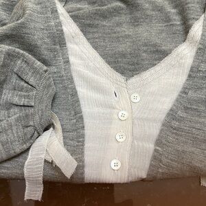 Rivamonti Gray V-Neck Sweater with Button Detail
